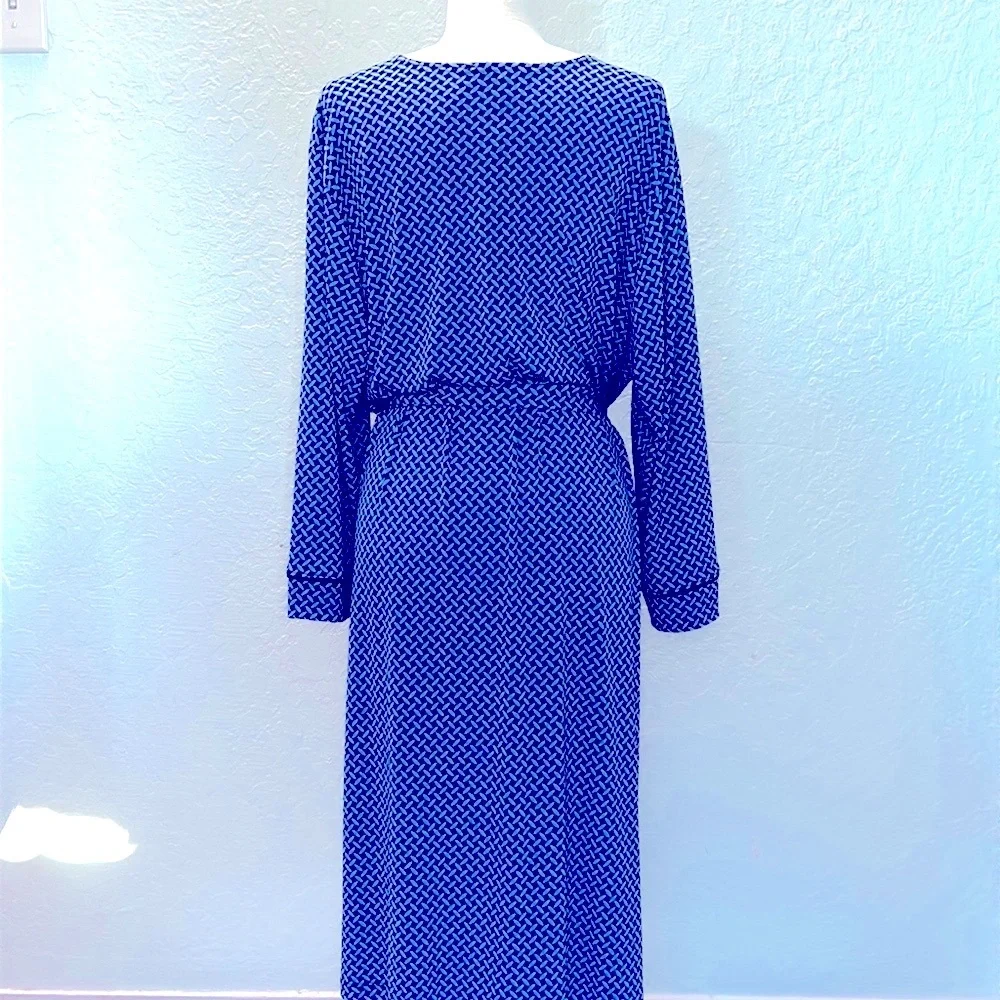 Jones New York Blue Black Wrap Maxi Dress